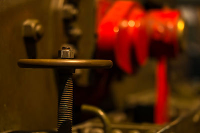 Close-up of machine valve in factory