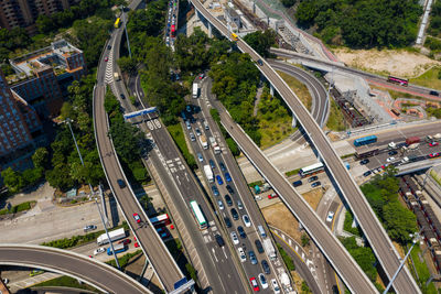 Aerial view of elevated roads in city