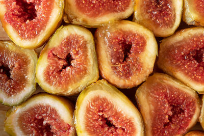 Ripe figs on the table. flat lay. close up.