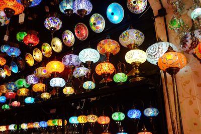 Colorful lanterns hanging on street