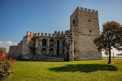 View of old ruins against clear sky