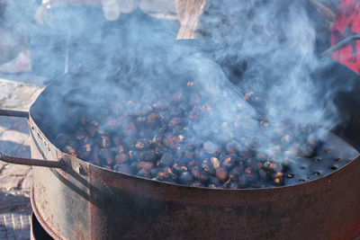 Close-up of person preparing food