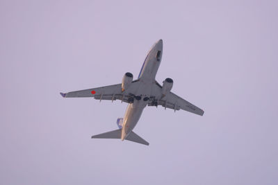 Low angle view of airplane flying in sky