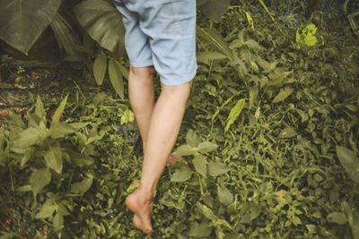 Low section of woman standing on ground