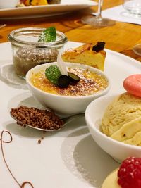 High angle view of dessert in plate on table