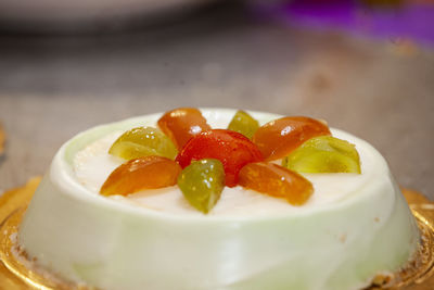 Close-up of dessert served in plate