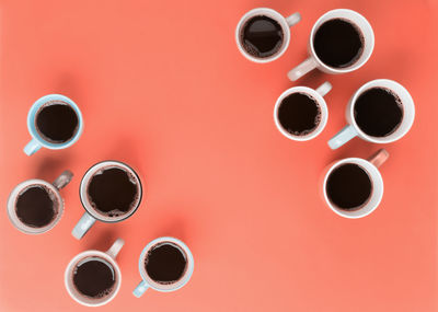 Directly above shot of coffee cup on table