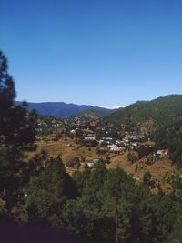 Scenic view of landscape against clear blue sky