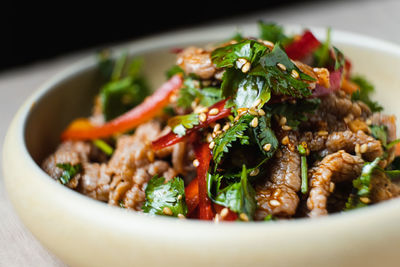 Close-up of food in bowl on table