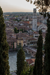 High angle view of city