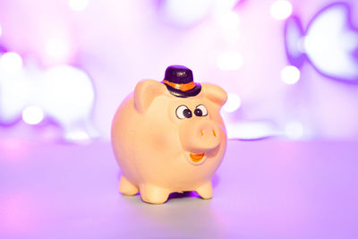 Close-up of toy on pink table