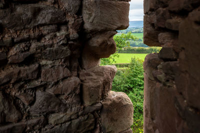 Close-up of old stone wall