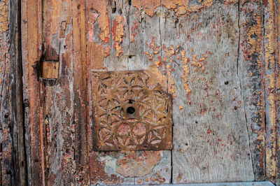 Full frame shot of old metal door