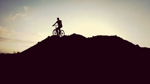 Silhouette of mountain biker