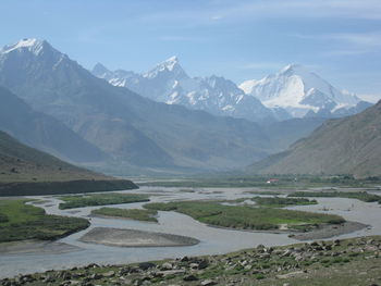 Scenic view of snowcapped mountains