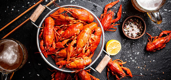 Close-up of seafood on table