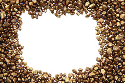 Directly above shot of coffee beans against white background