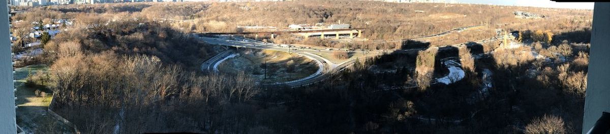 High angle view of dam on river