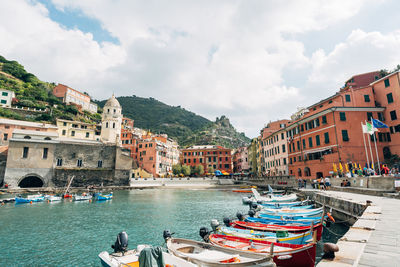 Boats moored in italy