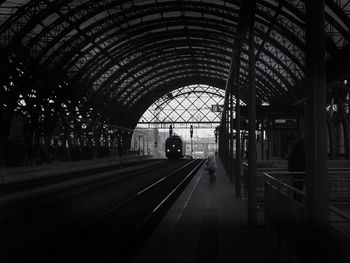 Railroad tracks in tunnel