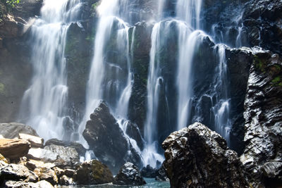 Scenic view of waterfall in forest