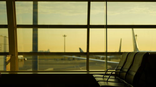 View of airport through window