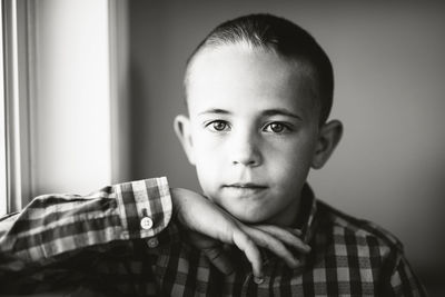 Portrait of boy at home