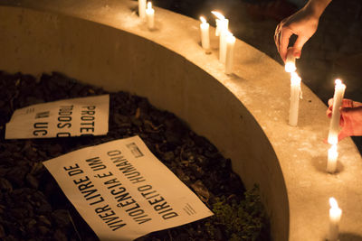 Close-up of illuminated candles