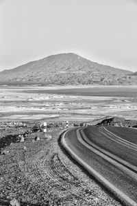 Scenic view of road against clear sky