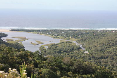 High angle view of beach against sky