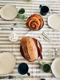 High angle view of food on table