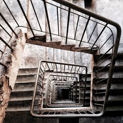 High angle view of spiral staircase