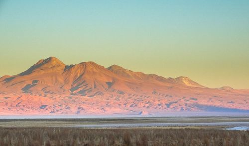 Scenic view of desert against clear sky