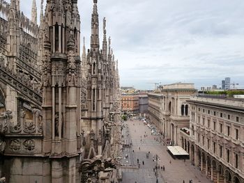 High angle view of buildings in city