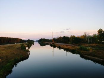 Scenic view of lake against clear sky