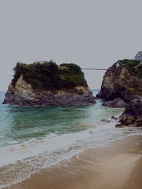 Scenic view of sea against clear sky