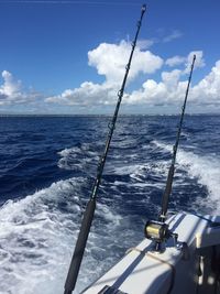 Panoramic view of boat in sea