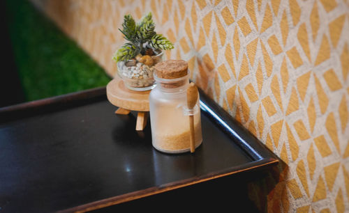 Close-up of bottle on table