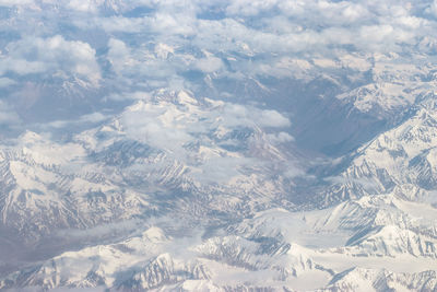 Aerial view of snowcapped mountains