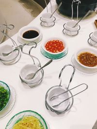 High angle view of food on table