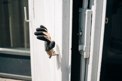 Close-up of closed door of window