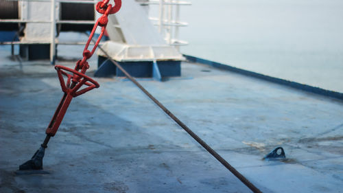 Close-up of fishing boat on sea