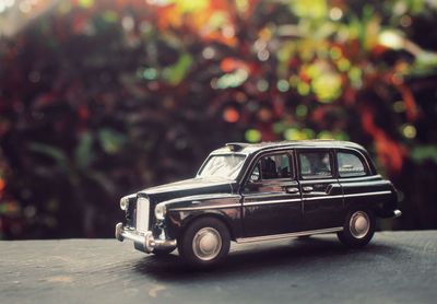 Close-up of toy car on table