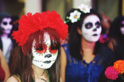 Close-up of woman with mask