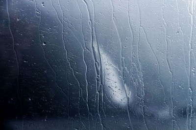 Full frame shot of raindrops on window
