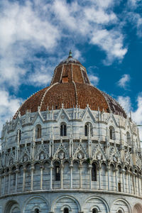 Low angle view of temple building against sky