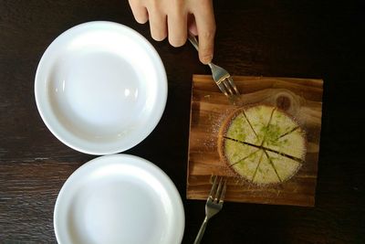 Low angle view of breakfast on table