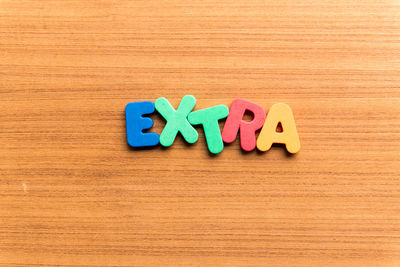 Directly above shot of text on table