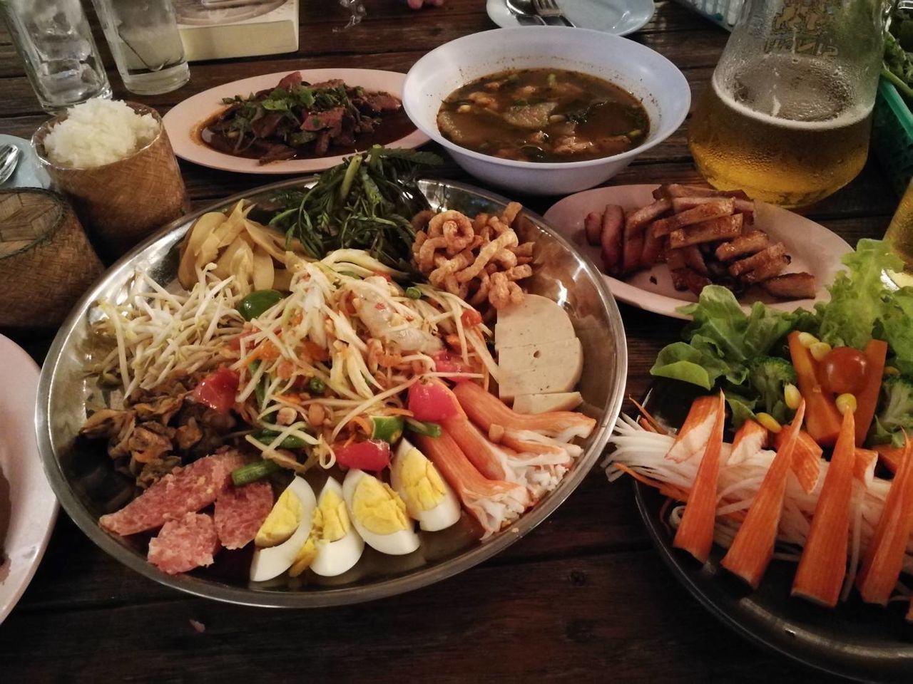 CLOSE-UP OF FOOD SERVED ON TABLE