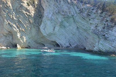 Boat sailing in sea